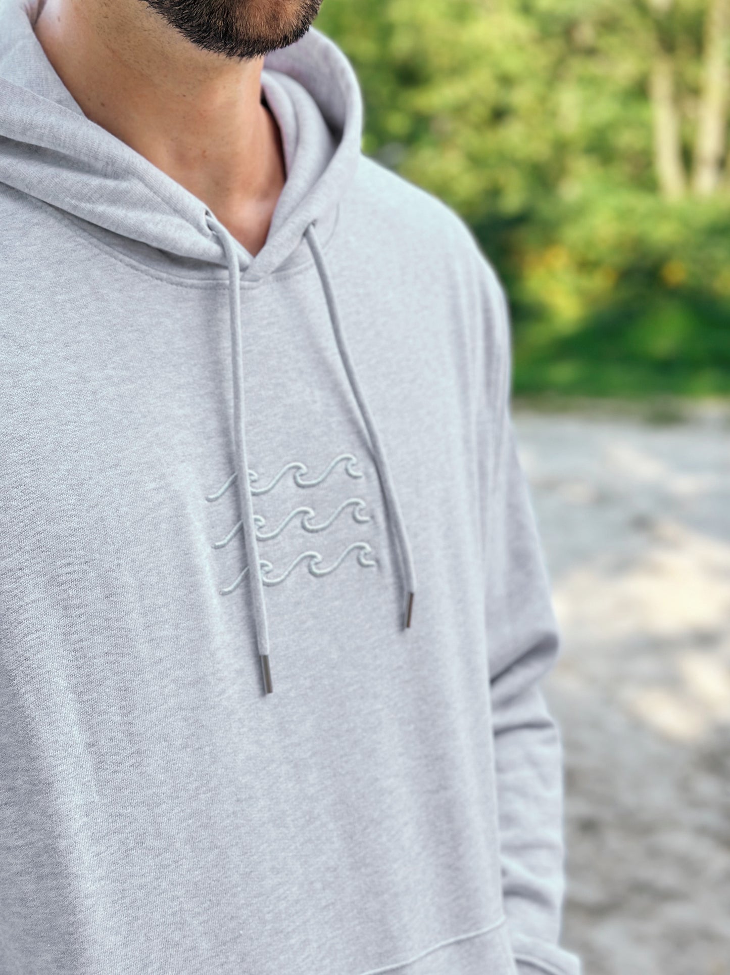 Hoodie 'Wellen' - Hellgrau