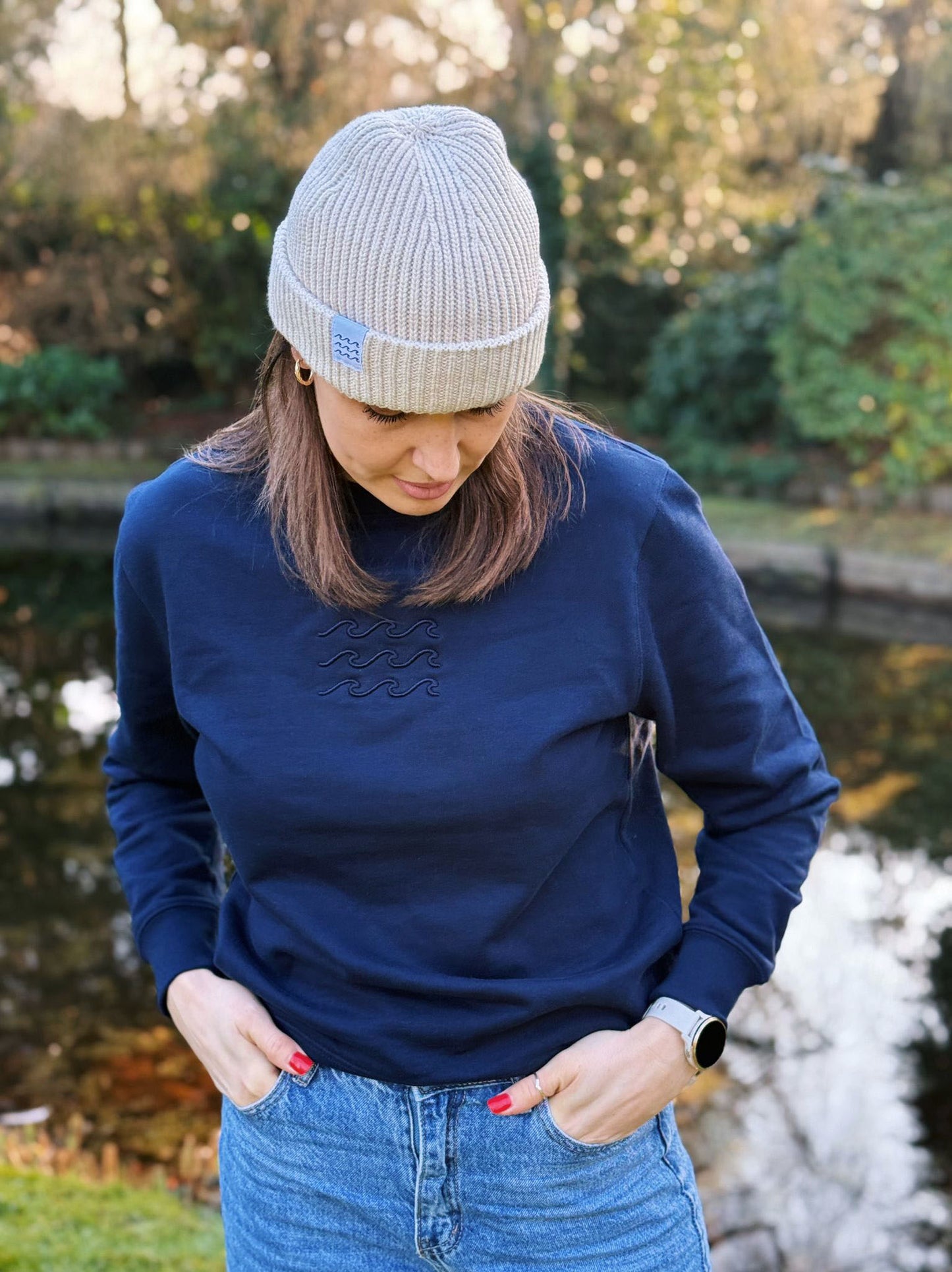 Sweater 'Wellen' - Dunkelblau