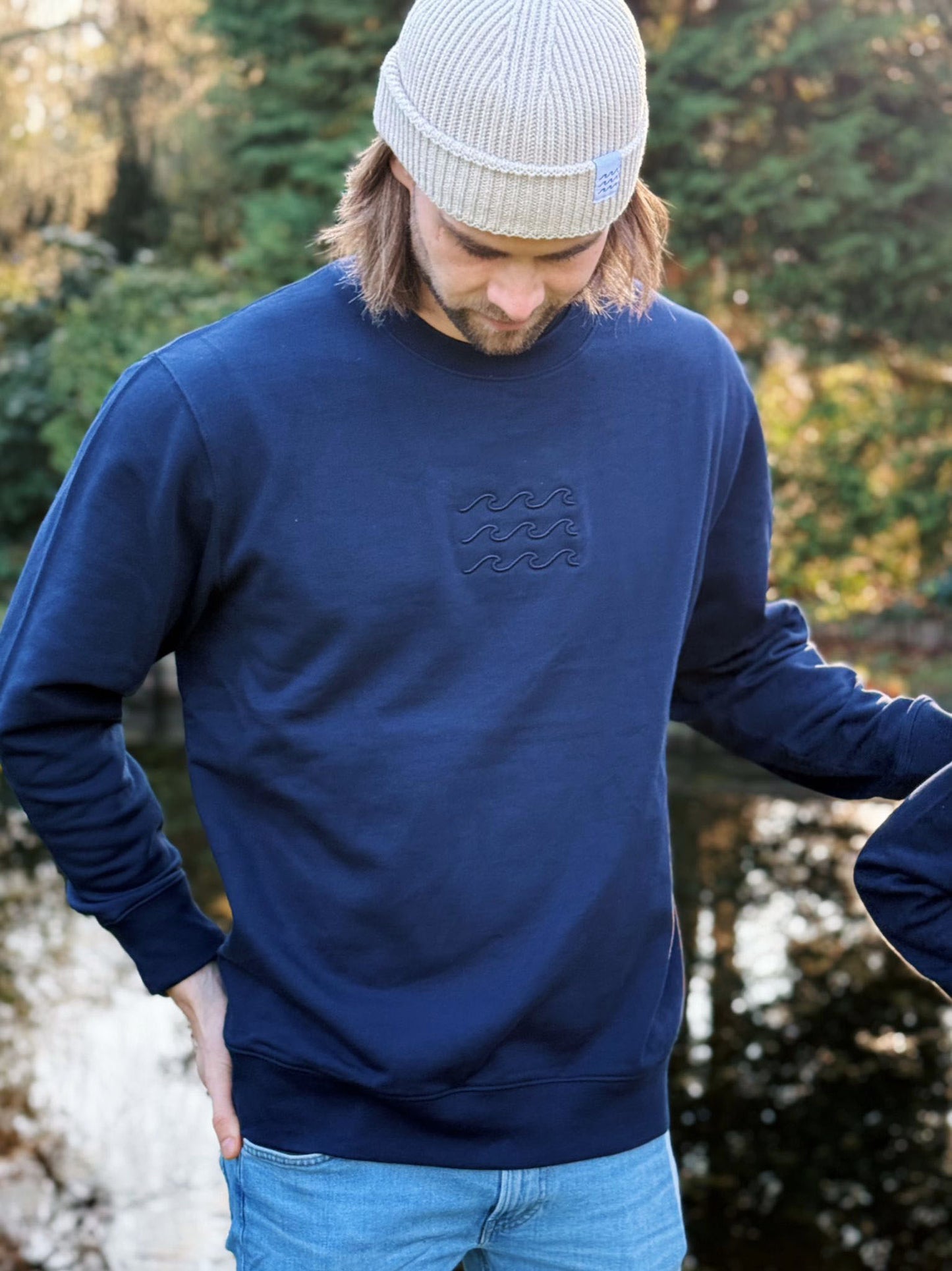 Sweater 'Wellen' - Dunkelblau