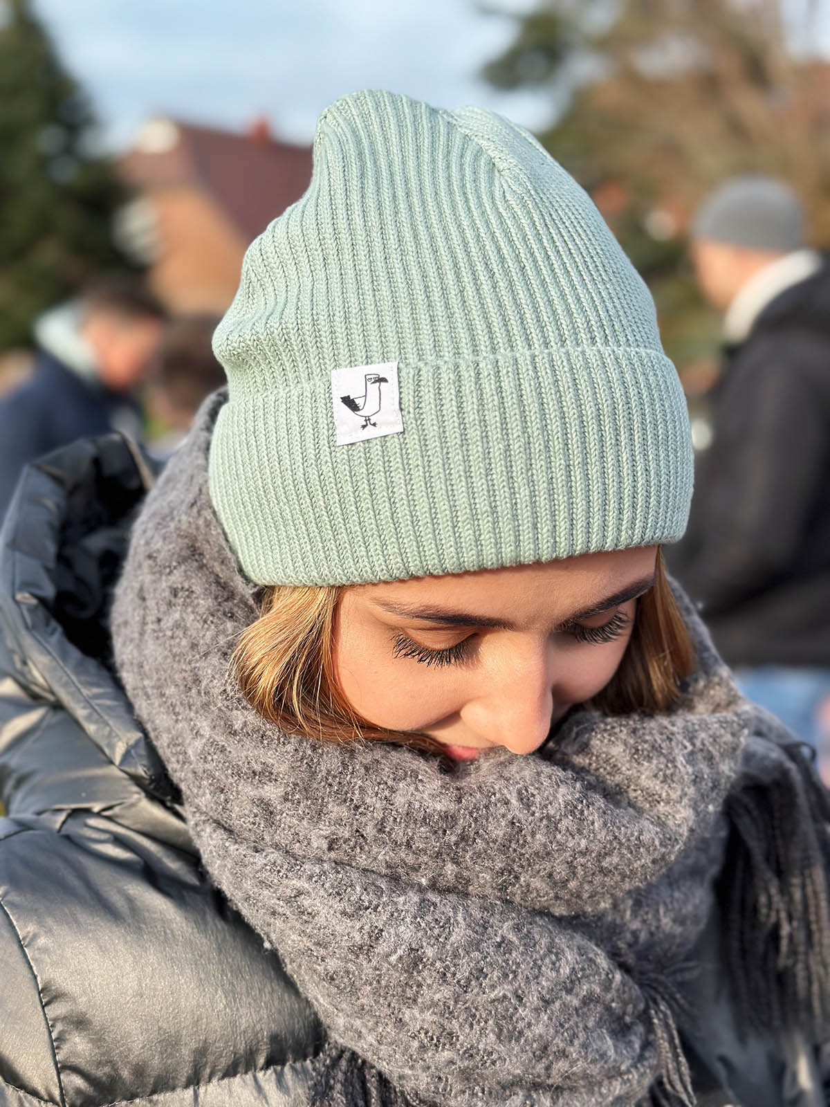 Ostfriesenbande Fischermütze / Beanie in mint mit Möwe