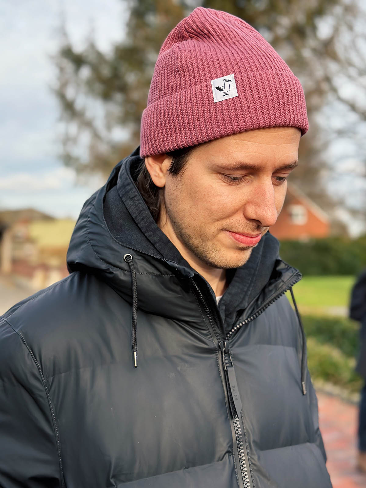 Ostfriesenbande Fischermütze / Beanie in rosa mit Möwe