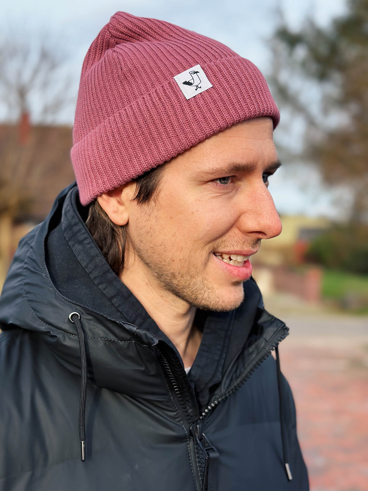 Ostfriesenbande Fischermütze / Beanie in rosa mit Möwe