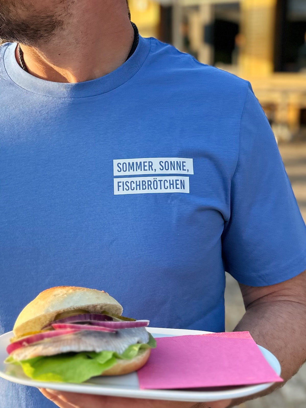 Unisex T-Shirt 'Sommer, Sonne, Fischbrötchen'